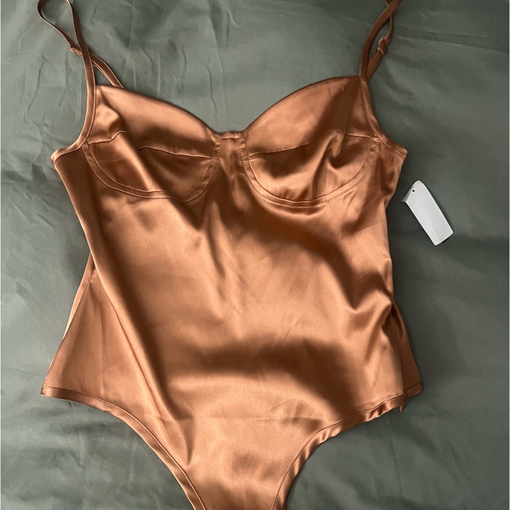Bronze colored satin top